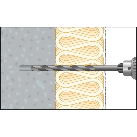 Schéma instalace ResiTHERM® 12 do betonu/porézního betonu pro energeticky úspornou instalaci distančního rámečku na zateplenou fasádu 1