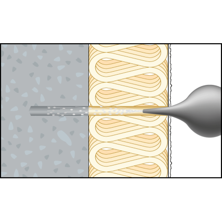 Schéma instalace ResiTHERM® 12 do betonu/porézního betonu pro energeticky úspornou instalaci distančního rámečku na zateplenou fasádu 3